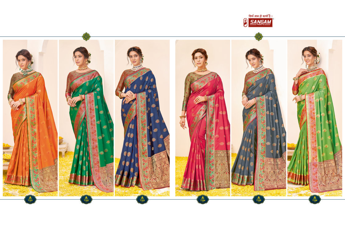 sangam print rajbala silk elegant look saree catalog