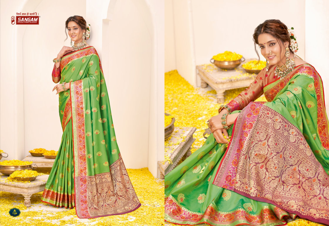 sangam print rajbala silk elegant look saree catalog