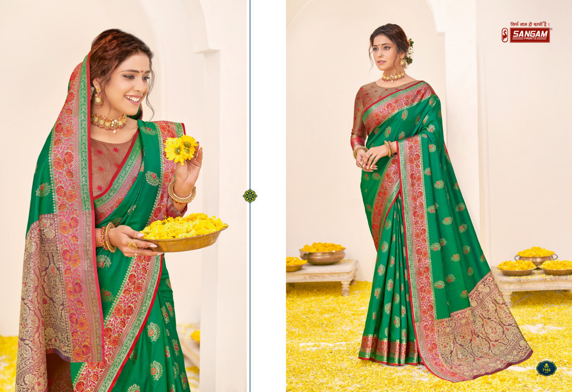 sangam print rajbala silk elegant look saree catalog