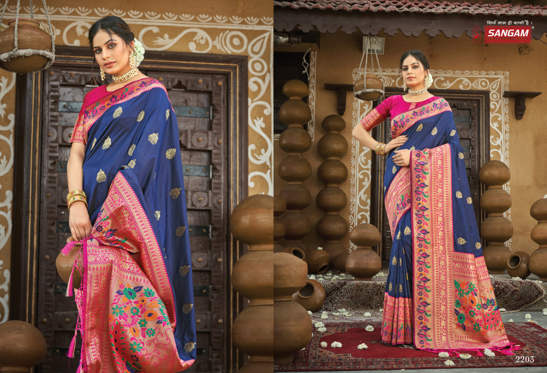 sangam print shwetambari silk Paithani Silk graceful look saree catalog