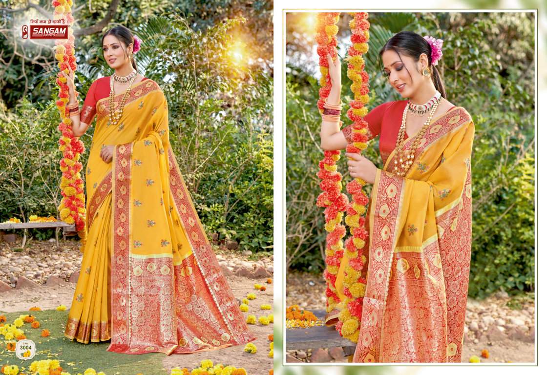 sangam print subh milan cotton astonishing saree catalog