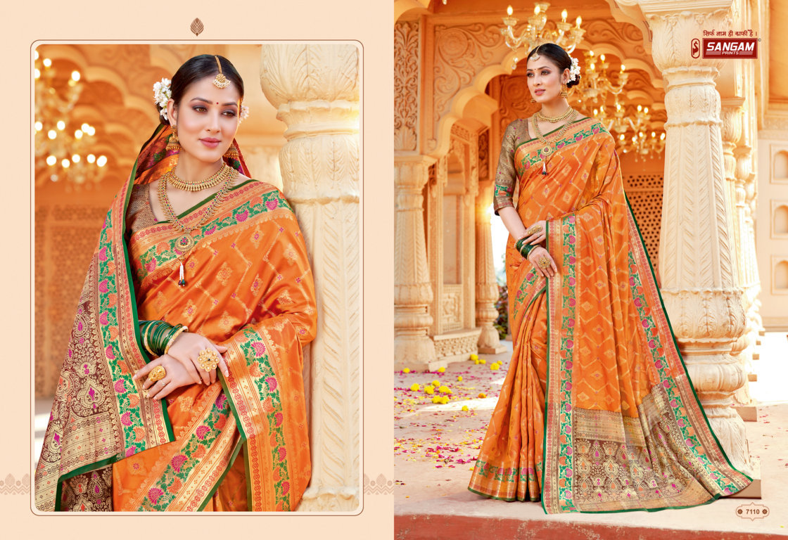 sangam print taramani silk elegant look saree catalog