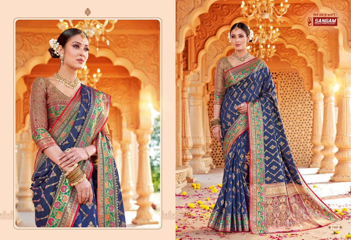 sangam print taramani silk elegant look saree catalog