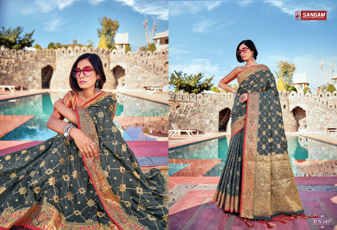 sangam print vasudha silk Banarasi silk graceful look saree catalog