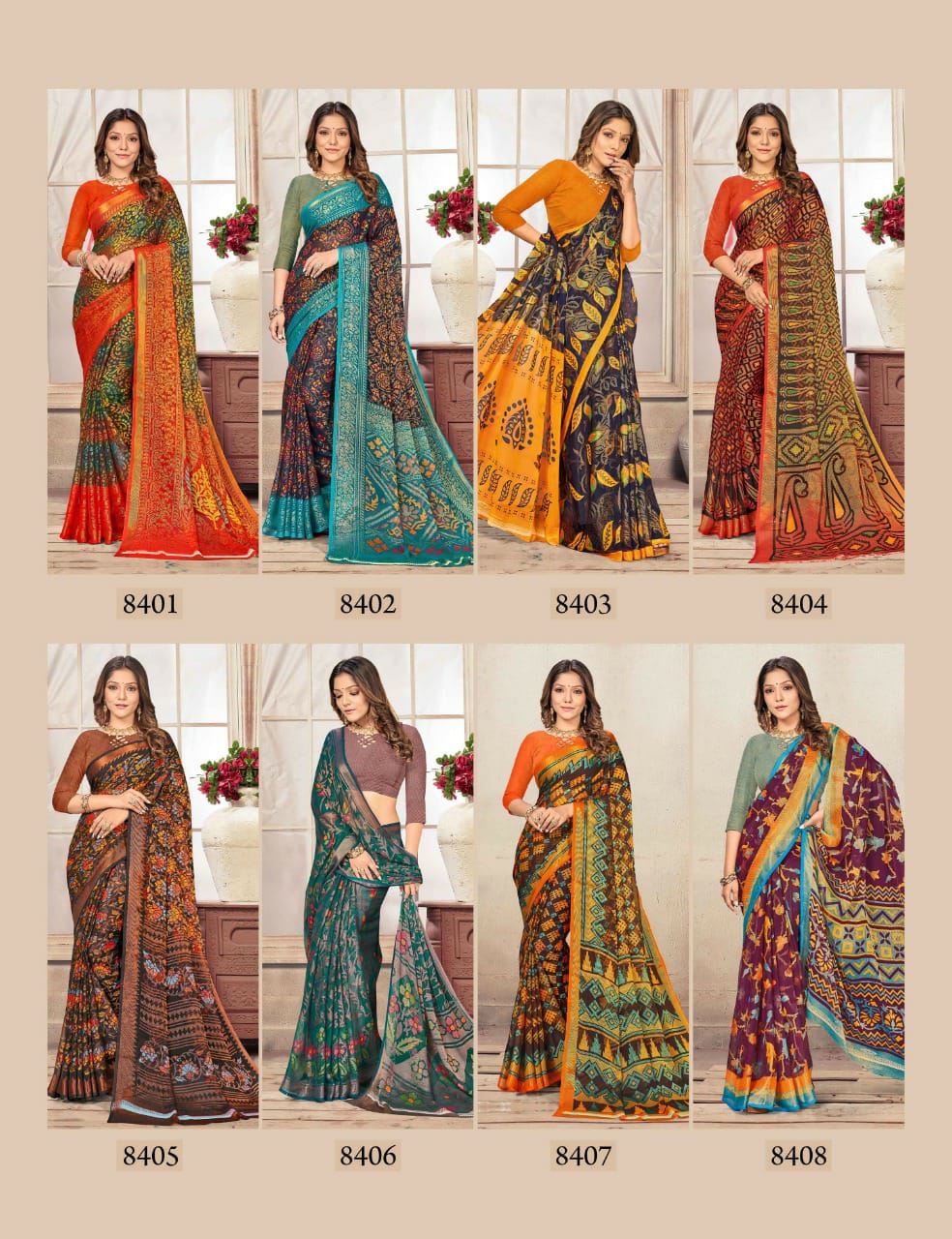 saroj saree Khushi Georgette Brasso Print gorgeous look saree catalog