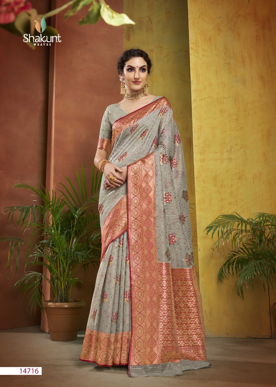 shakunt weaves SKS Linen 3019 linen gorgeous look saree catalog