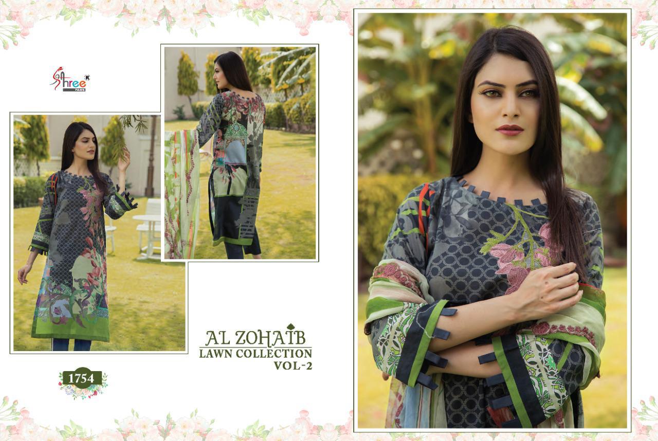 shree fab al zohaib lawn collection vol 2 cotton exclusive print with siffon dupatta catalog