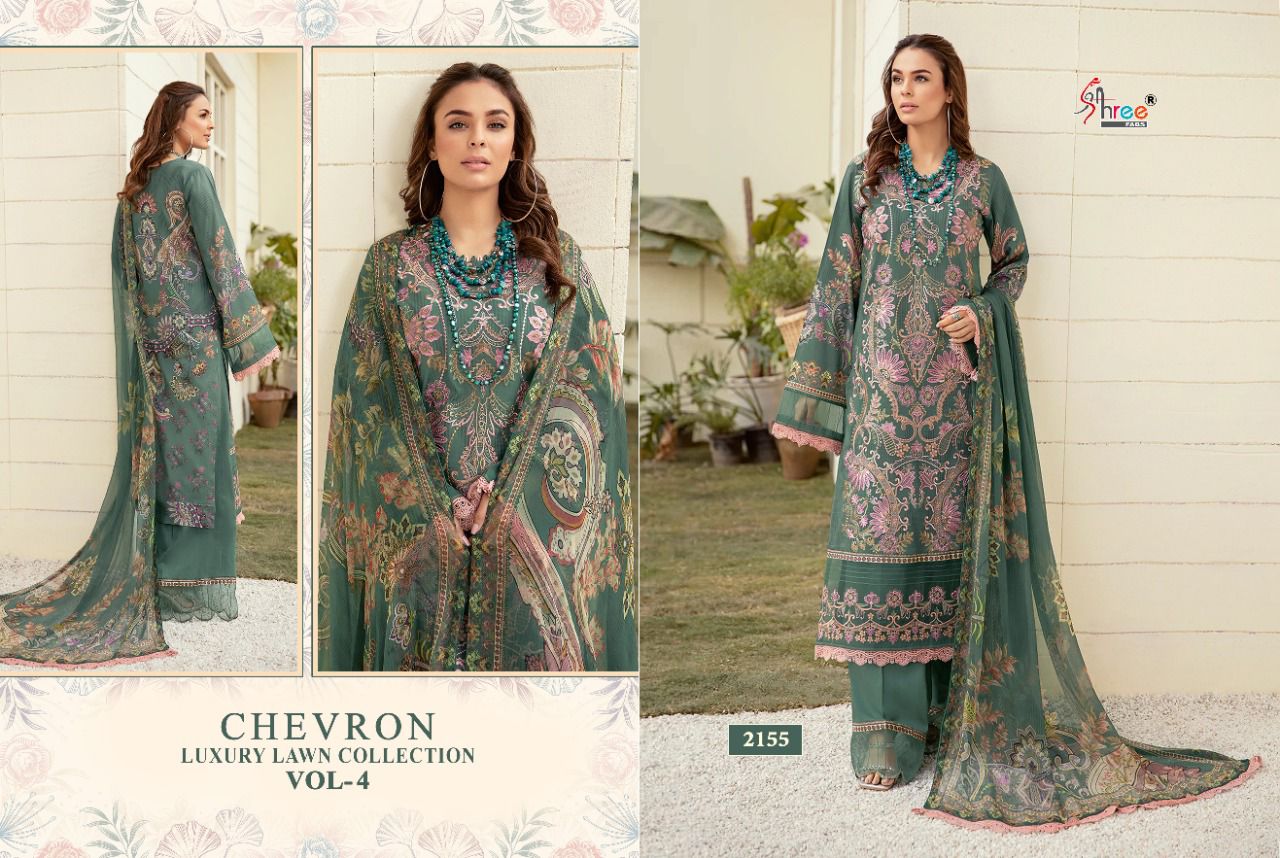 shree fab chevron luxury lawn collection 04 lawn cotton catchy look salwar suit with chiffon dupatta catalog