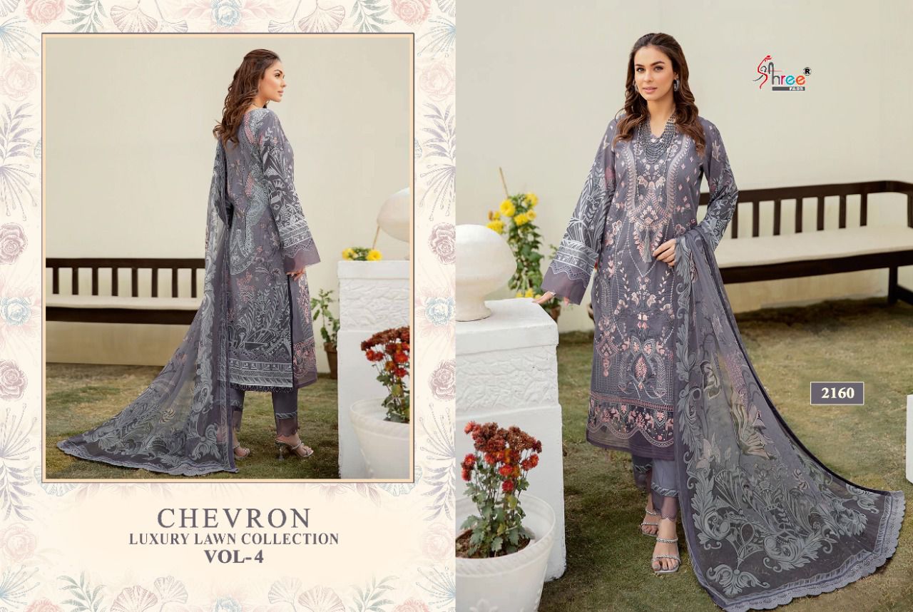 shree fab chevron luxury lawn collection 04 lawn cotton catchy look salwar suit with chiffon dupatta catalog