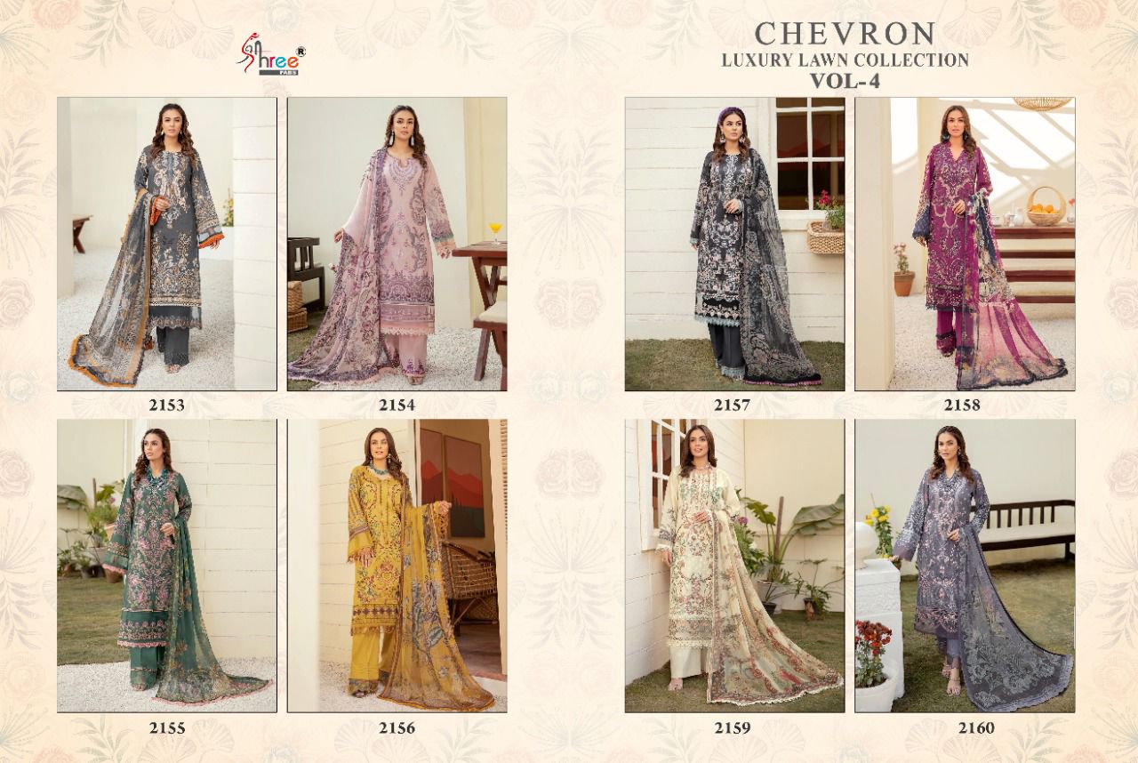 shree fab chevron luxury lawn collection 04 lawn cotton catchy look salwar suit with chiffon dupatta catalog