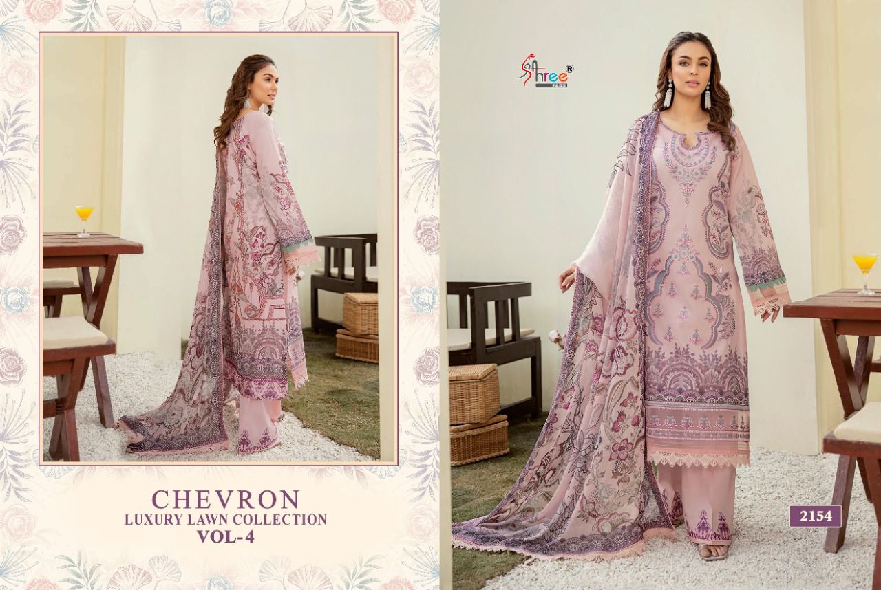 shree fab chevron luxury lawn collection 04 lawn cotton catchy look salwar suit with chiffon dupatta catalog