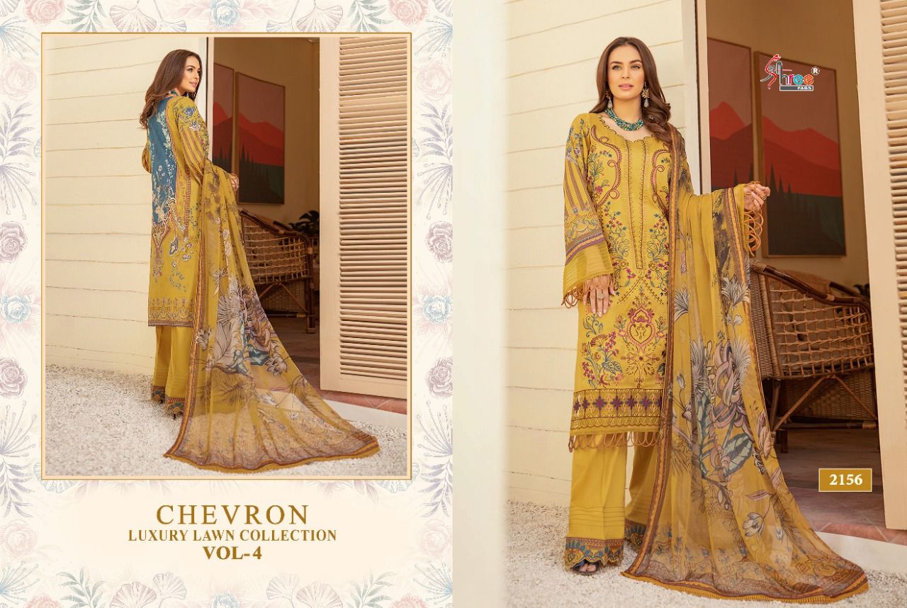 shree fab chevron luxury lawn collection 04 lawn cotton catchy look salwar suit with chiffon dupatta catalog