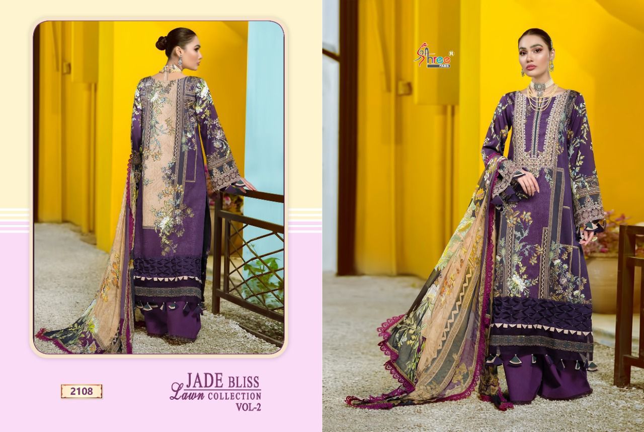 shree fab jade bliss lawn collection vol 2 lawn cotton innovative look salwar suit with chiffon dupatta catalog