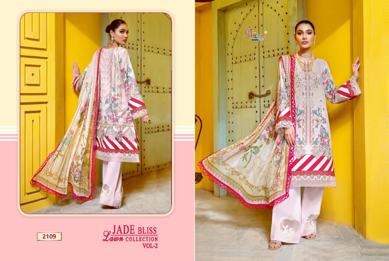 shree fab jade bliss lawn collection vol 2 lawn cotton innovative look salwar suit with chiffon dupatta catalog