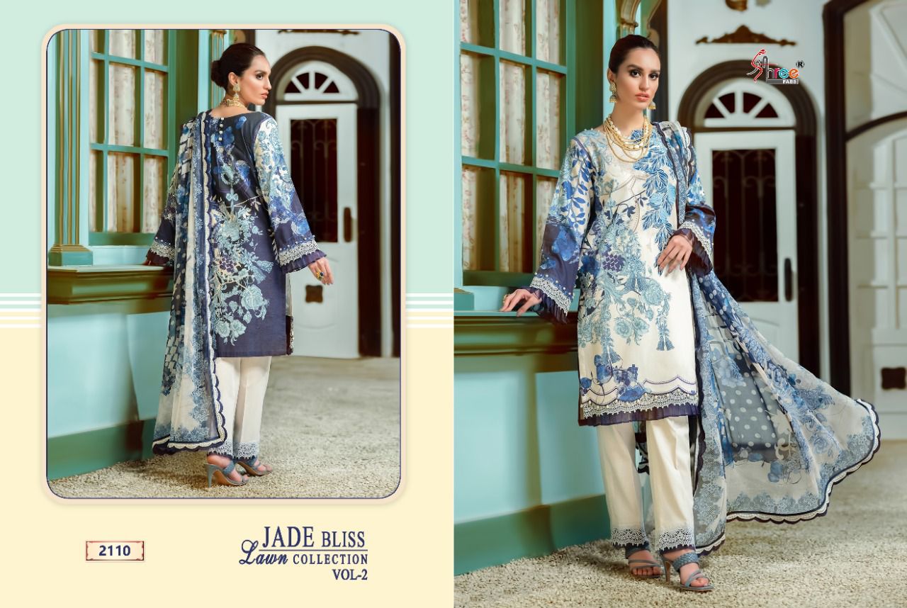 shree fab jade bliss lawn collection vol 2 lawn cotton innovative look salwar suit with chiffon dupatta catalog