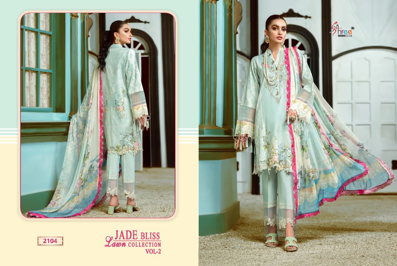 shree fab jade bliss lawn collection vol 2 lawn cotton innovative look salwar suit with chiffon dupatta catalog