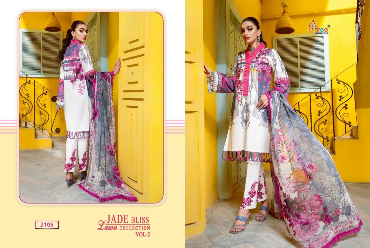 shree fab jade bliss lawn collection vol 2 lawn cotton innovative look salwar suit with chiffon dupatta catalog