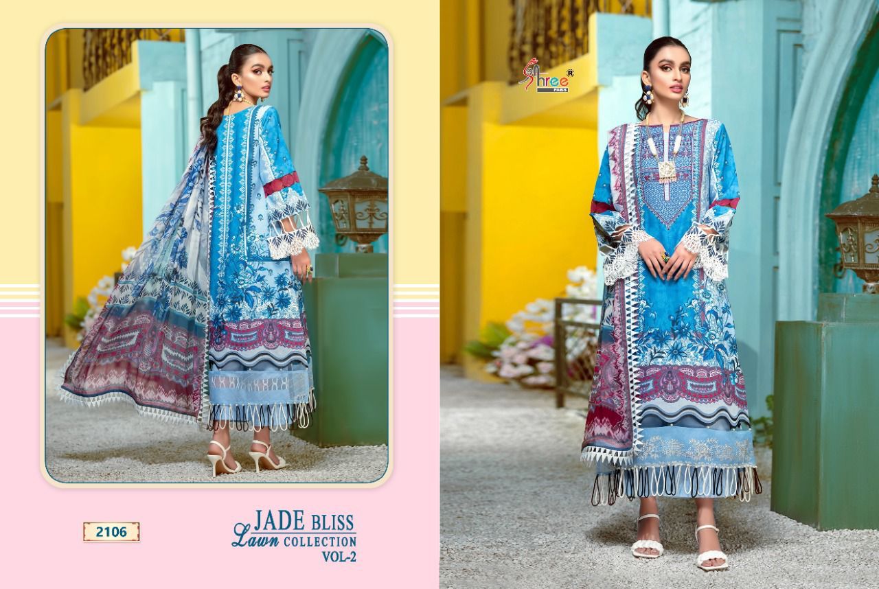 shree fab jade bliss lawn collection vol 2 lawn cotton innovative look salwar suit with chiffon dupatta catalog