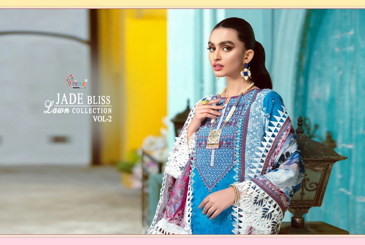 shree fab jade bliss lawn collection vol 2 lawn cotton innovative look salwar suit with chiffon dupatta catalog