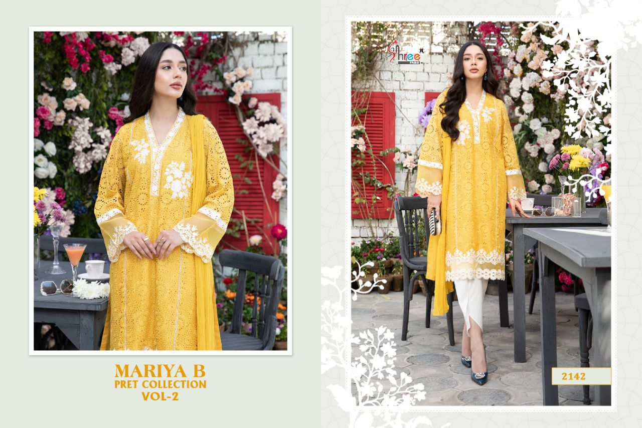 shree fab maria b pret collction vol  02 cotton astonishing salwar suit catalog