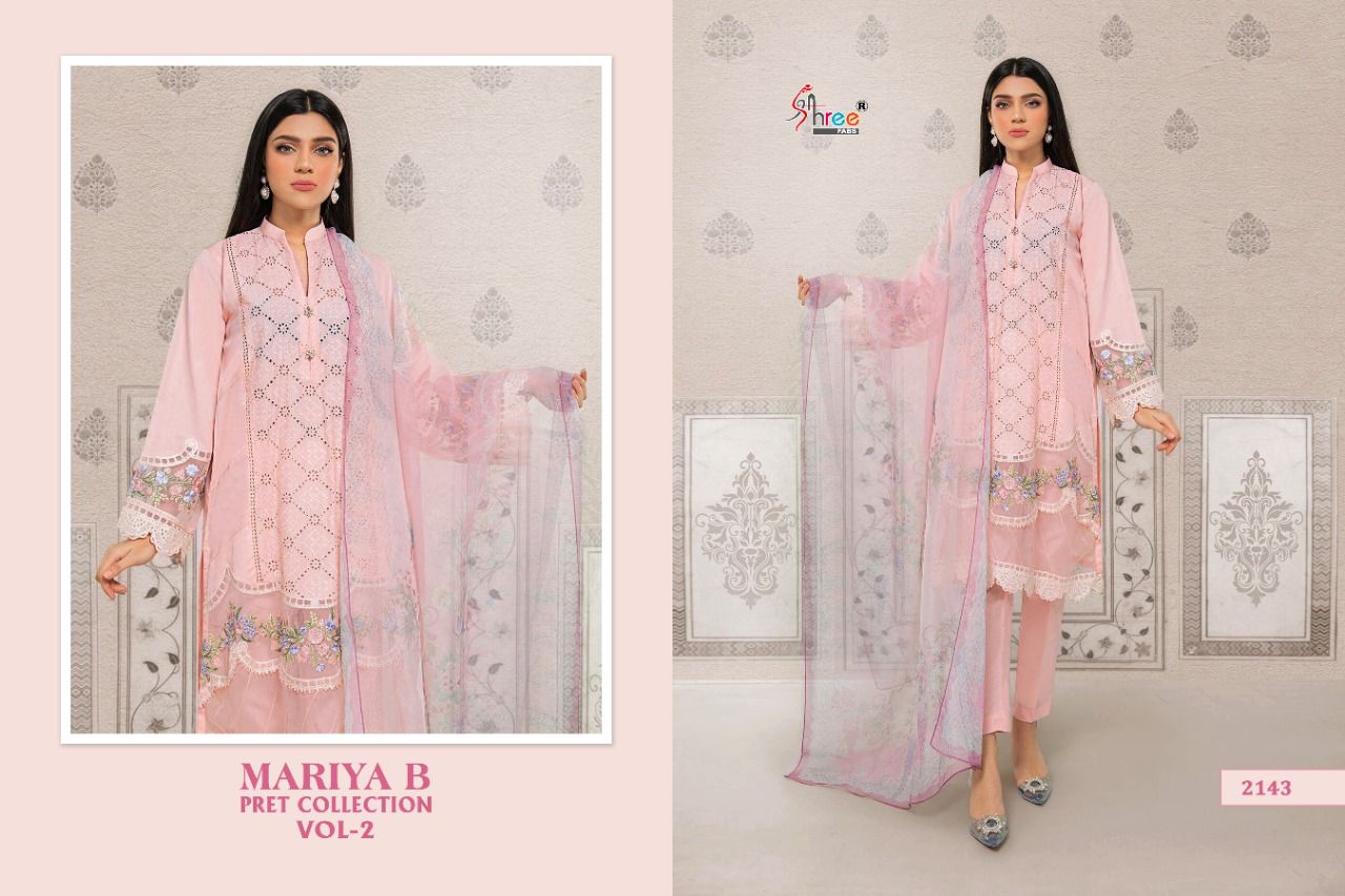 shree fab maria b pret collction vol  02 cotton astonishing salwar suit catalog