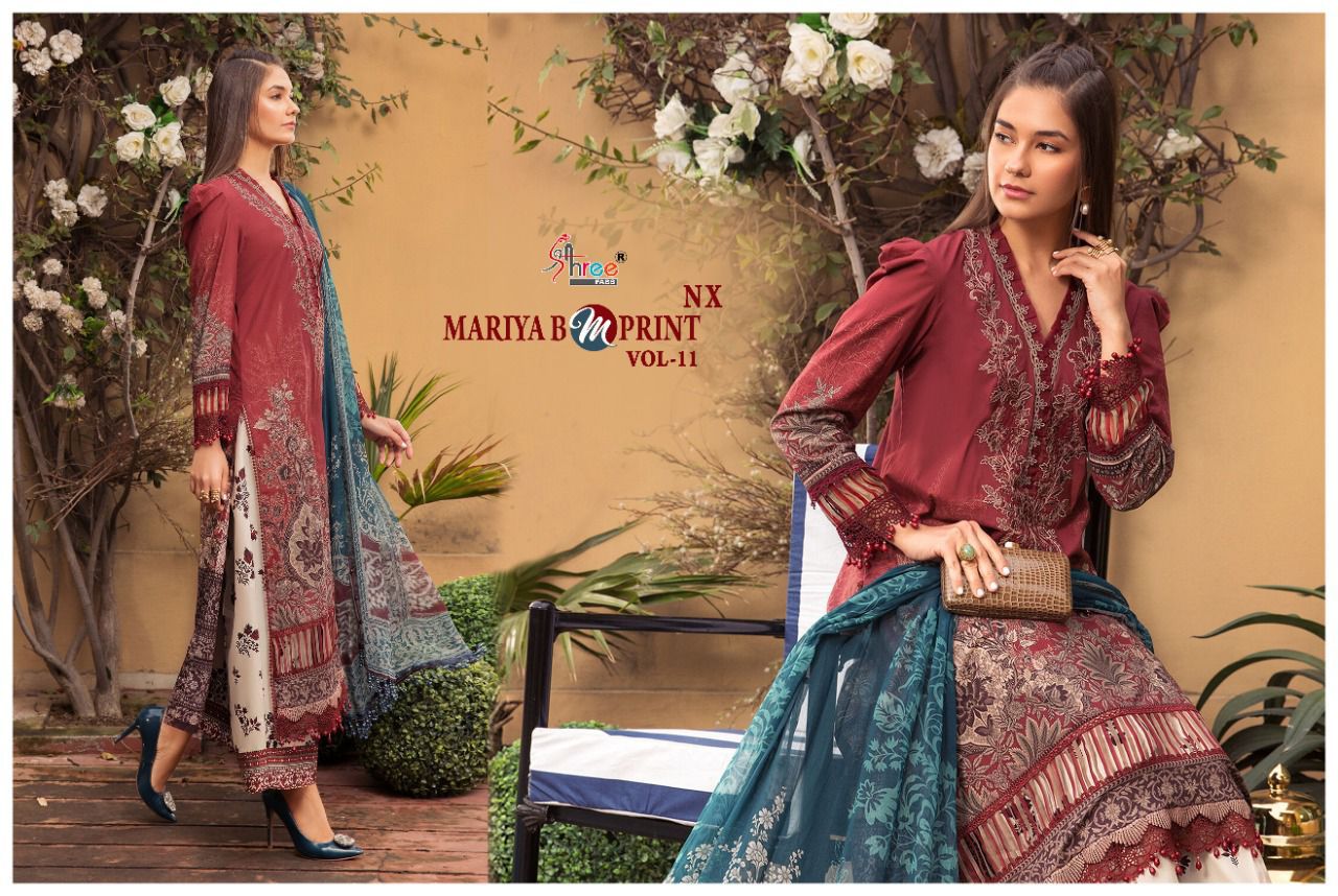 shree fab mariab m print vol 12 nx  cotton elegant salwar suit with siffon dupatta catalog