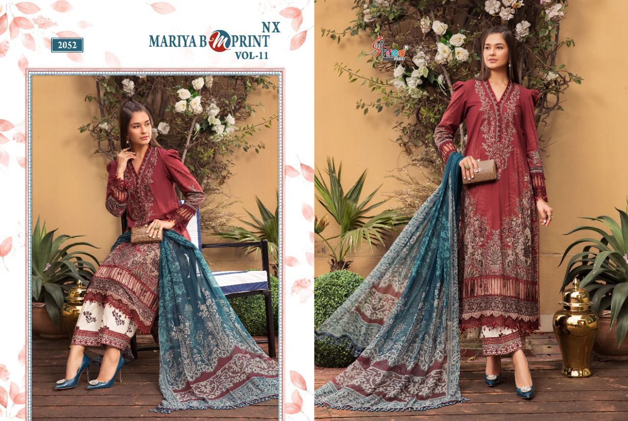 shree fab mariab m print vol 12 nx  cotton elegant salwar suit with siffon dupatta catalog