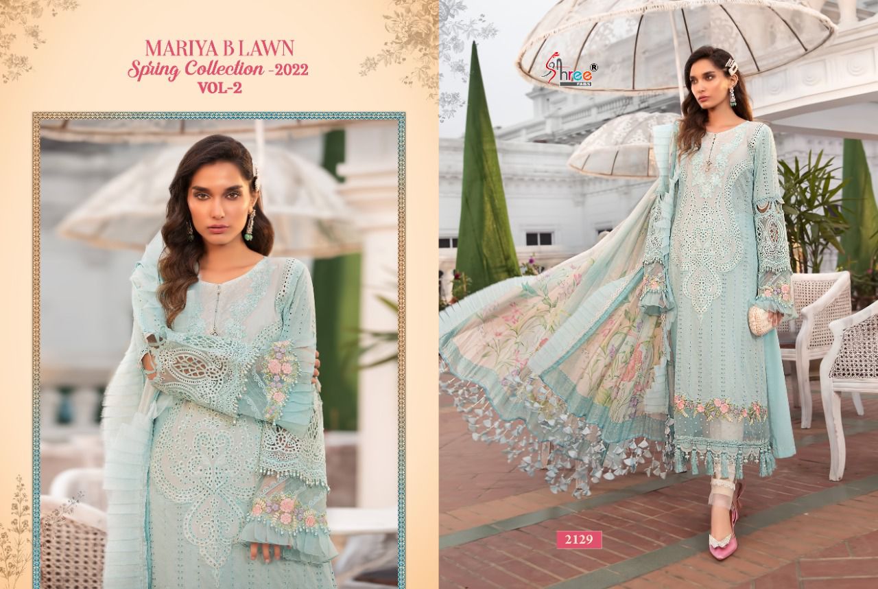 shree fab mariya b lawan  spring 2022 vol 02 cotton authentic fabric salwar suit with cotton dupatta catalog