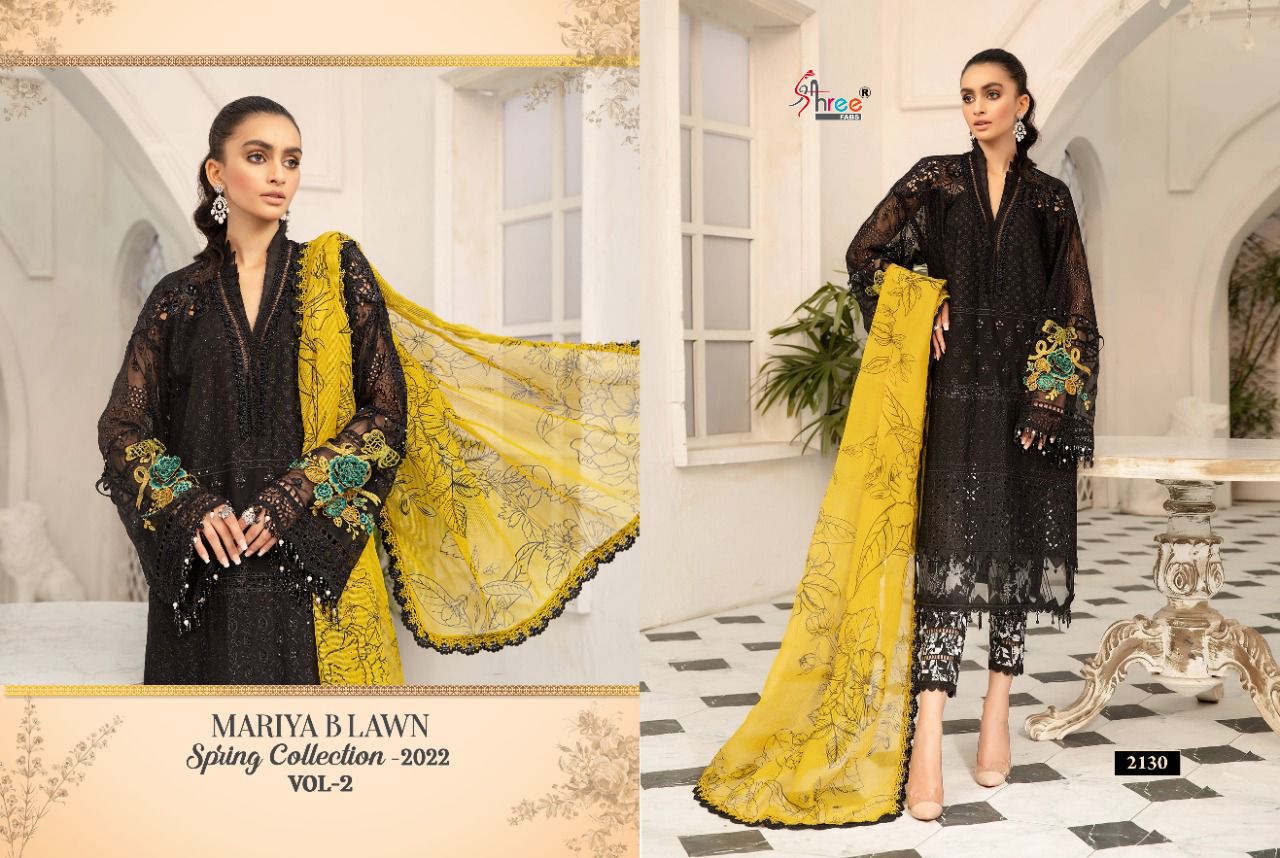 shree fab mariya b lawan  spring 2022 vol 02 cotton authentic fabric salwar suit with cotton dupatta catalog