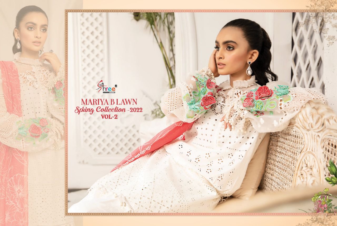 shree fab mariya b lawan  spring 2022 vol 02 cotton authentic fabric salwar suit with cotton dupatta catalog