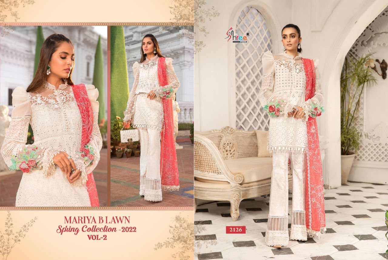 shree fab mariya b lawan  spring 2022 vol 02 cotton authentic fabric salwar suit with cotton dupatta catalog