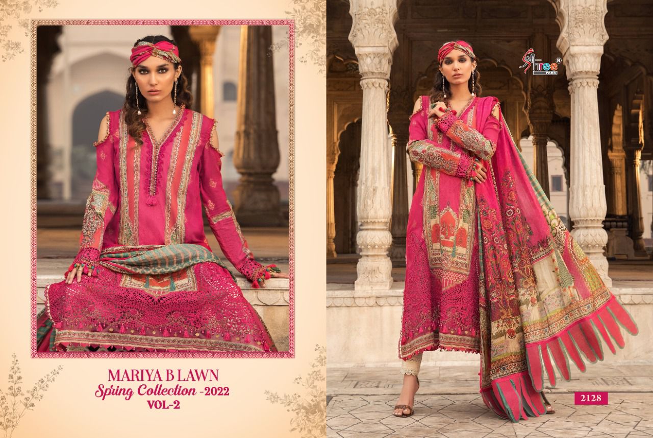 shree fab mariya b lawan  spring 2022 vol 02 cotton catchy look salwar suit with siffon dupatta catalog