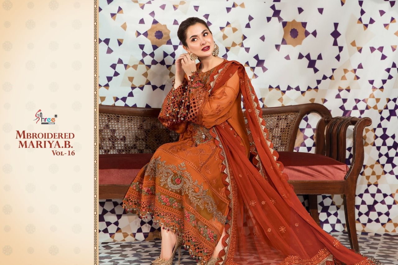 shree fab mbroidered mariya b vol 16  jorget fancy innovative style salwar suit catalog