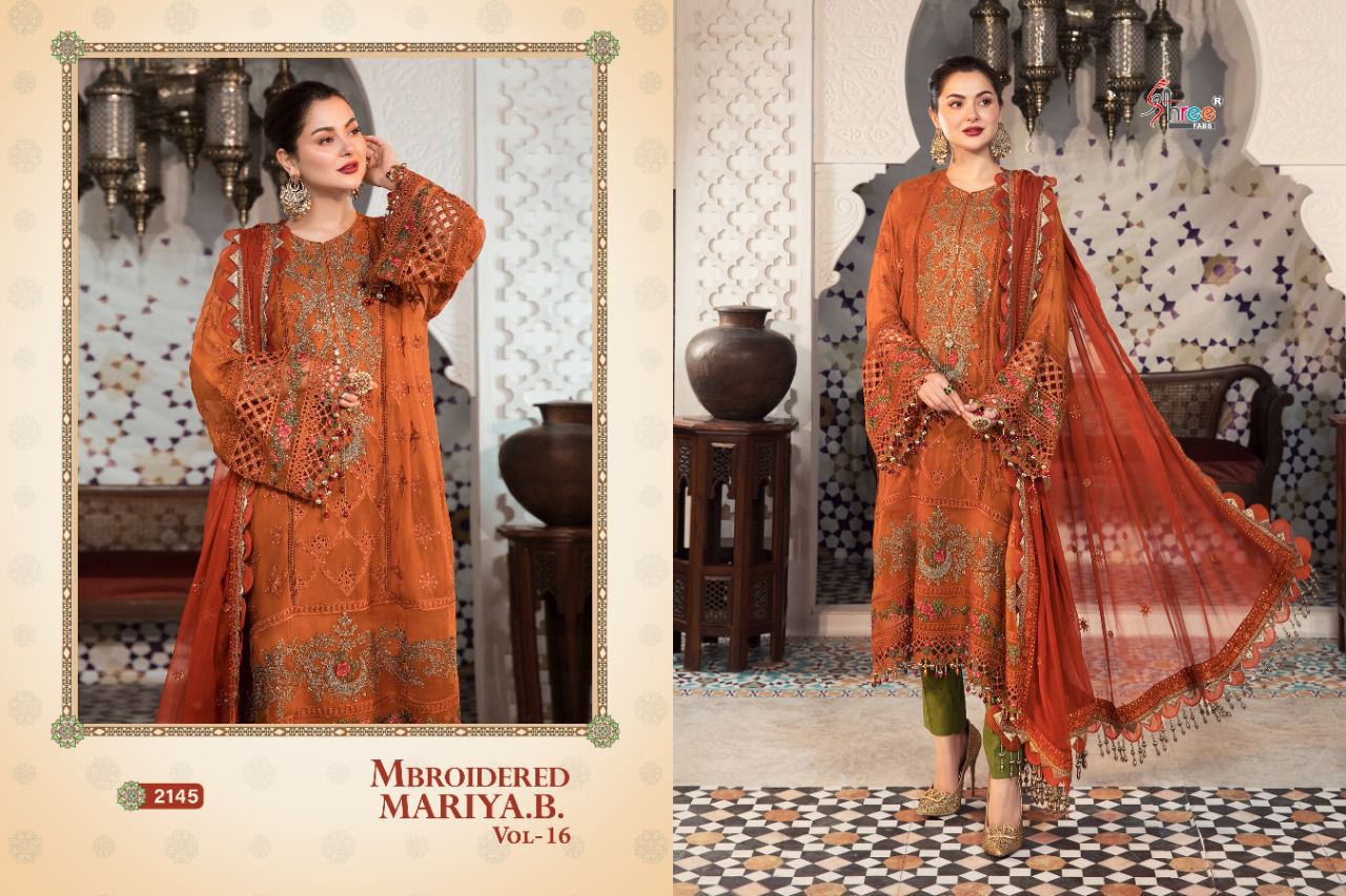 shree fab mbroidered mariya b vol 16  jorget fancy innovative style salwar suit catalog