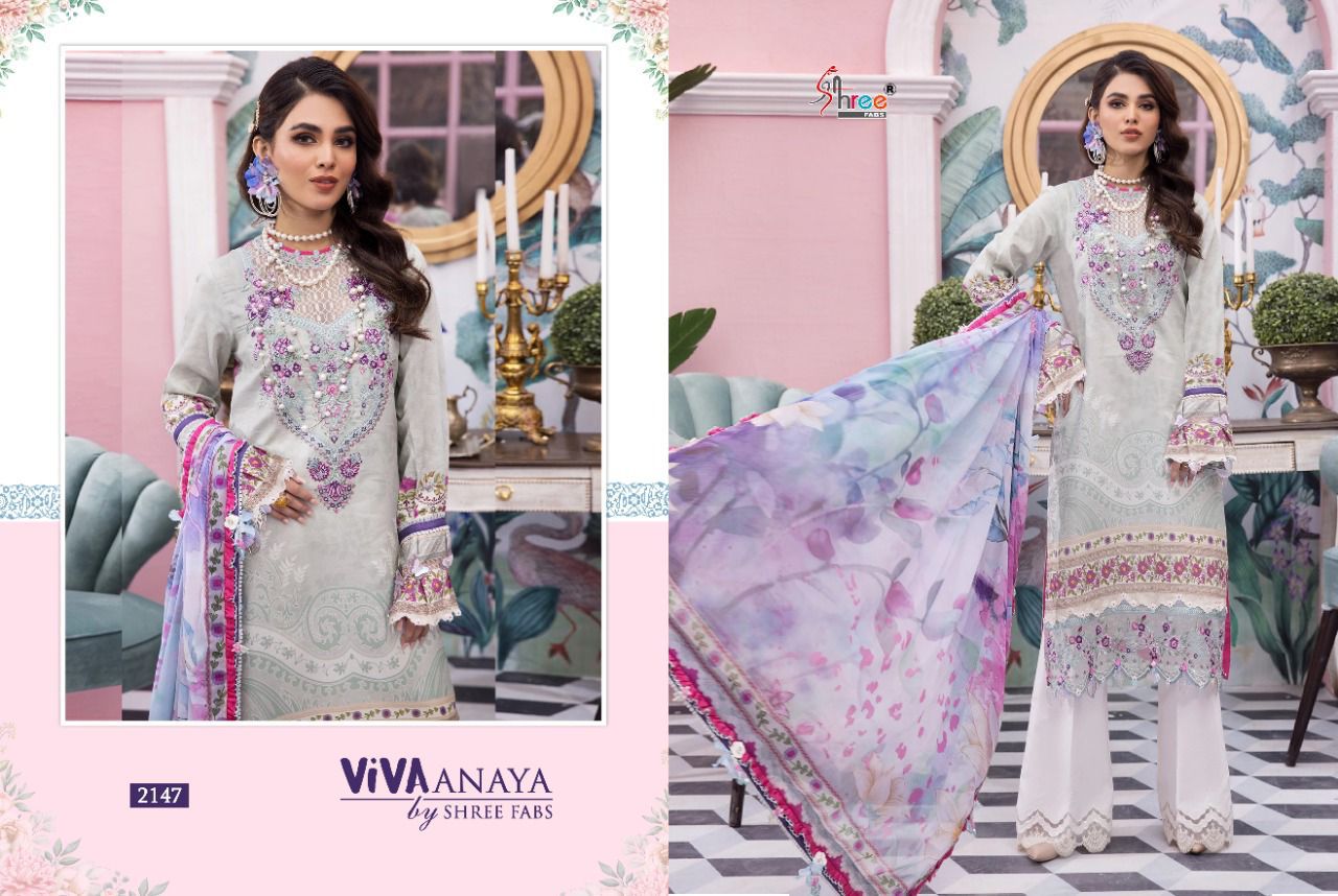 shree fab viva anaya cotton innovative look salwar suit with cotton dupatta catalog