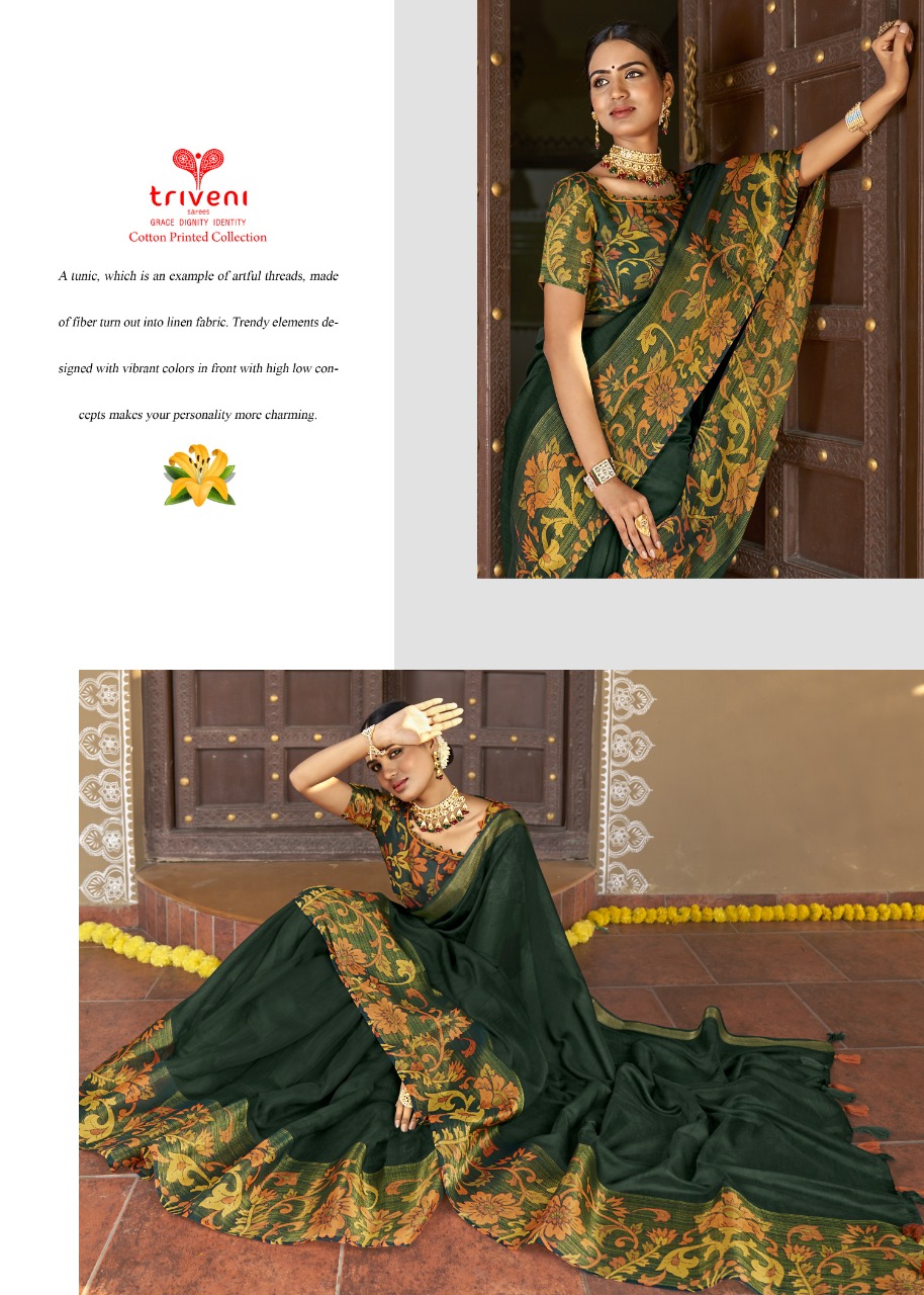 triveni saree sannidhi cotton elegant print saree catalog