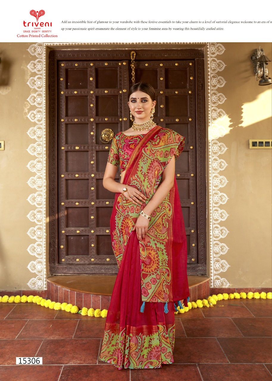 triveni saree sannidhi cotton elegant print saree catalog