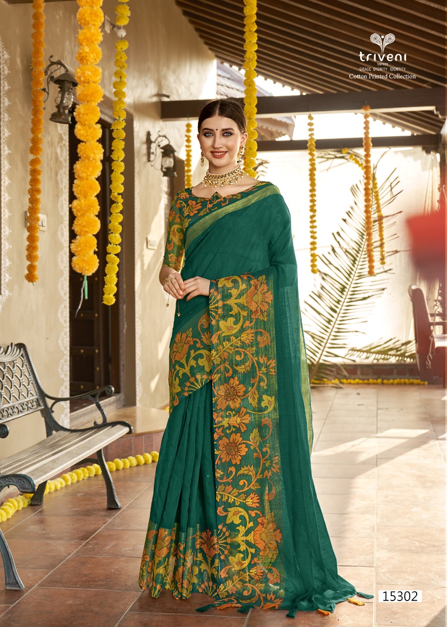 triveni saree sannidhi cotton elegant print saree catalog