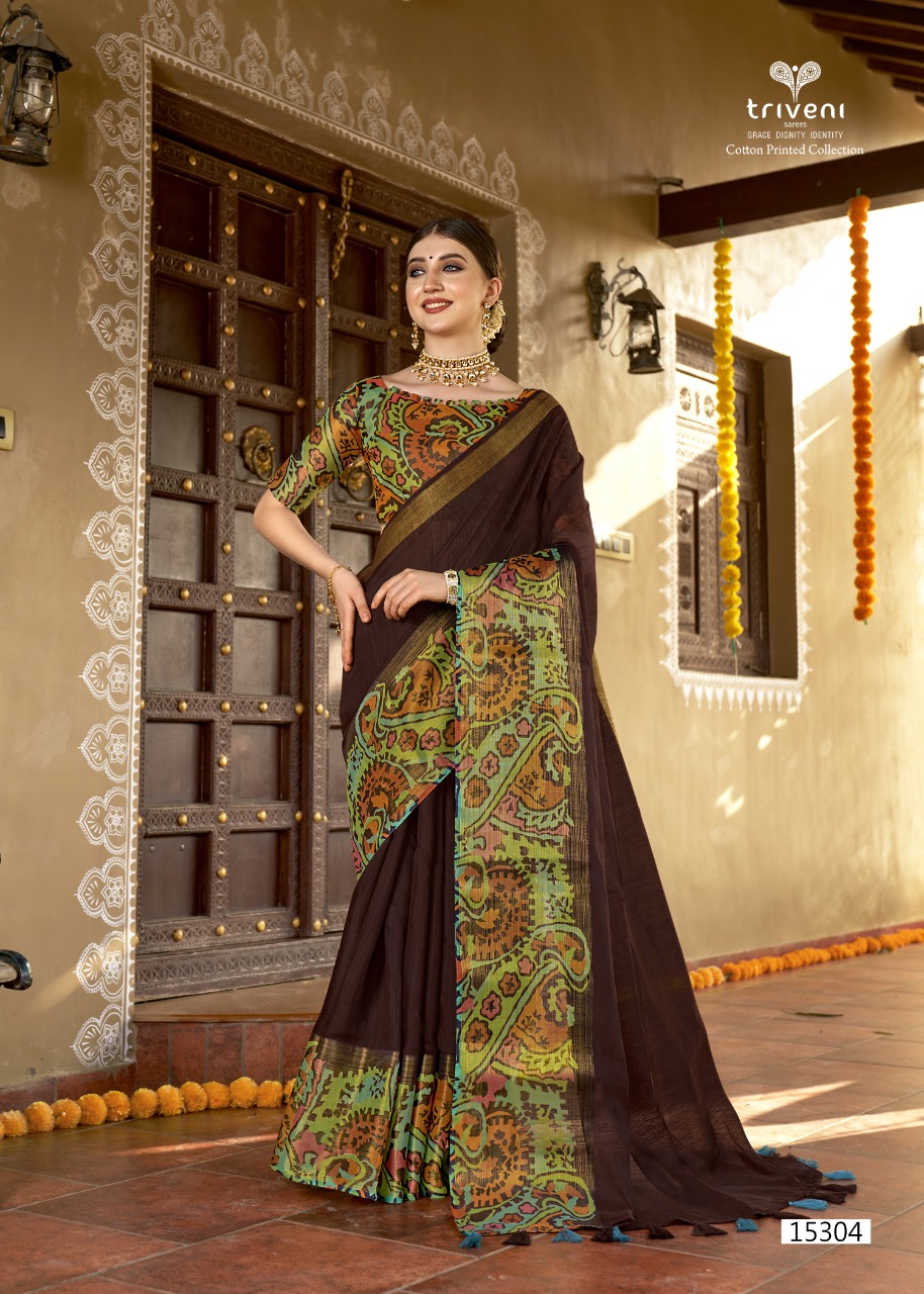 triveni saree sannidhi cotton elegant print saree catalog