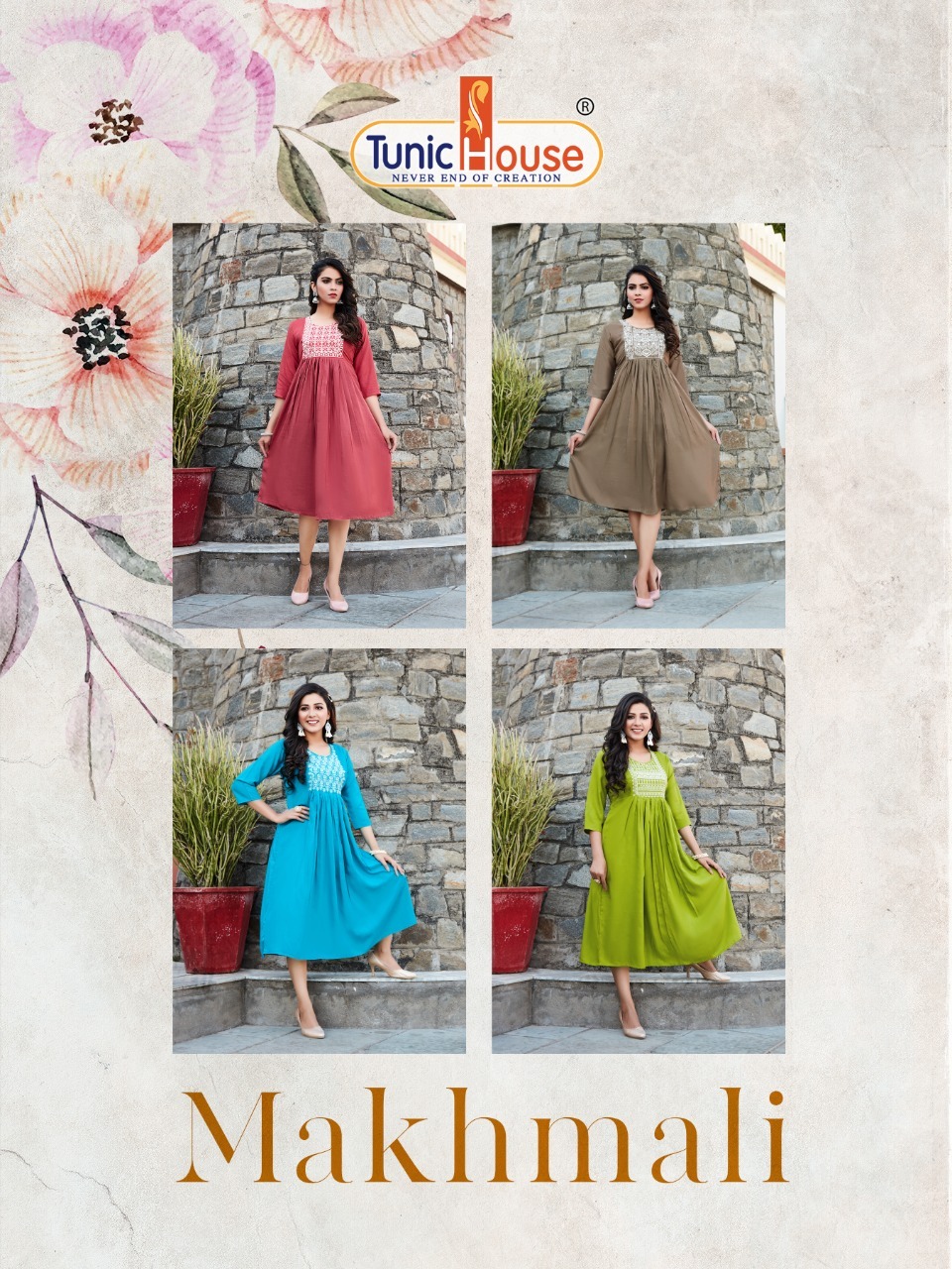 Tunic house mukhmali rayon graceful look kurti catalog OLD