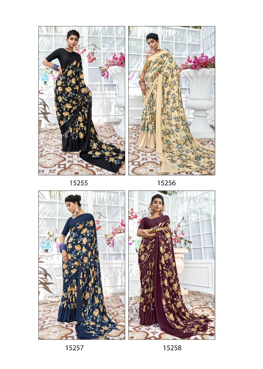 vallabhi Birds Fancy Crape Print georgette regal look saree catalog