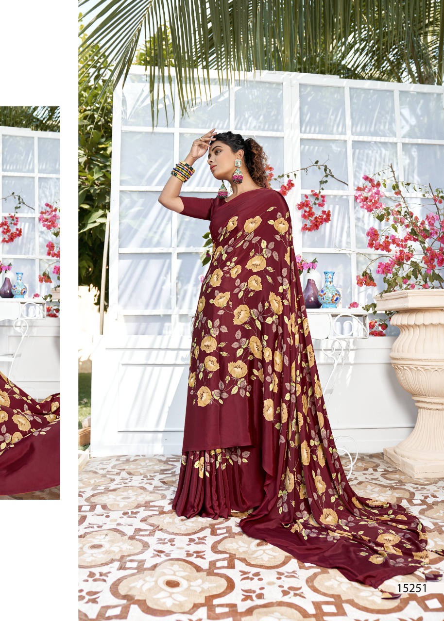 vallabhi Birds Fancy Crape Print georgette regal look saree catalog