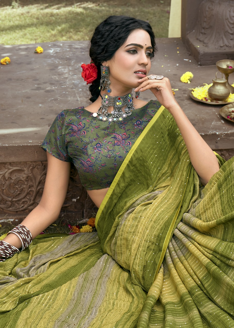 vallabhi print aalia Kasturi Crape attractive look saree catalog