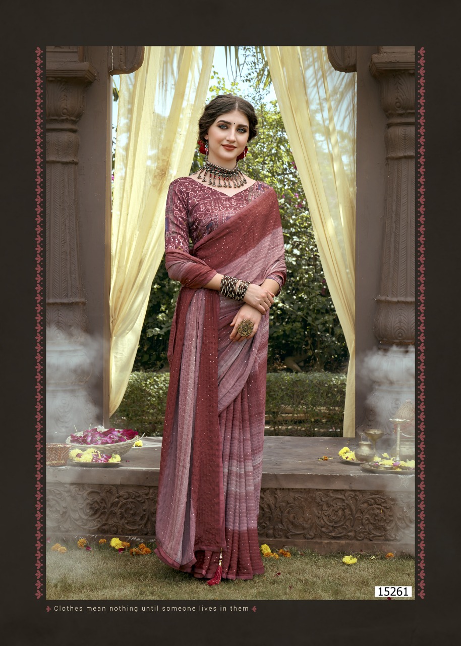 vallabhi print aalia Kasturi Crape attractive look saree catalog