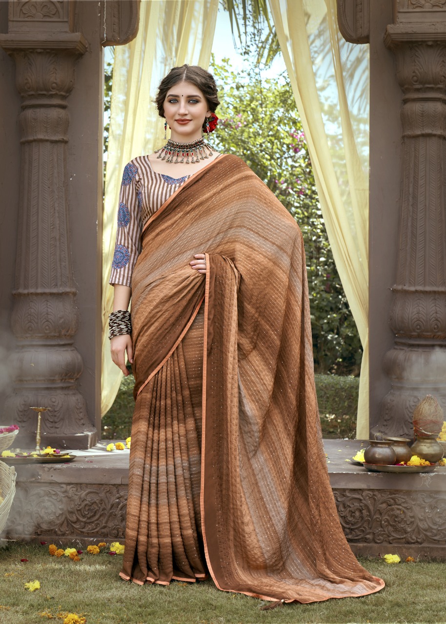 vallabhi print aalia Kasturi Crape attractive look saree catalog