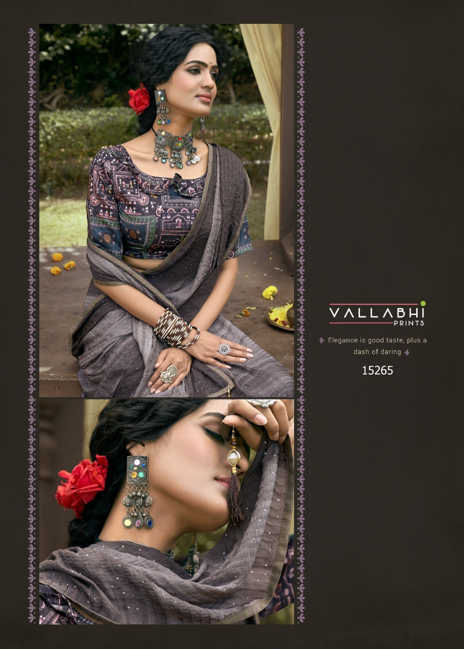 vallabhi print aalia Kasturi Crape attractive look saree catalog