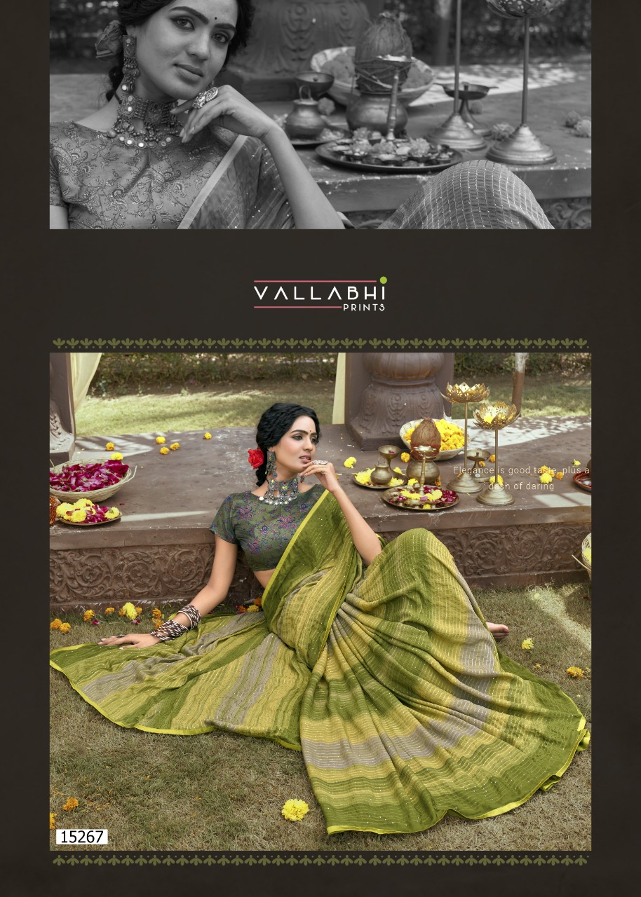 vallabhi print aalia Kasturi Crape attractive look saree catalog