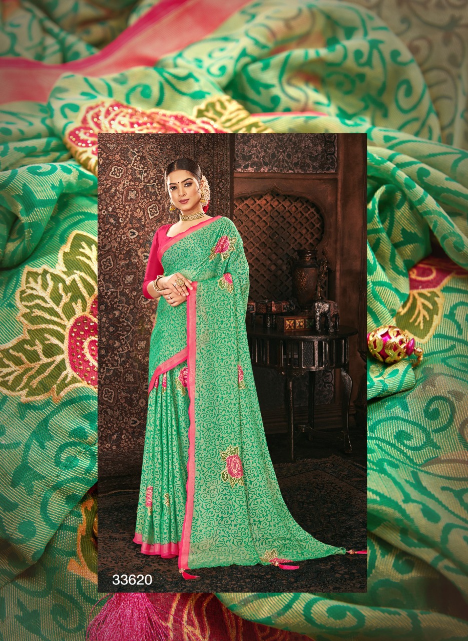 vallabhi print ashika brasso exclusive print saree catalog