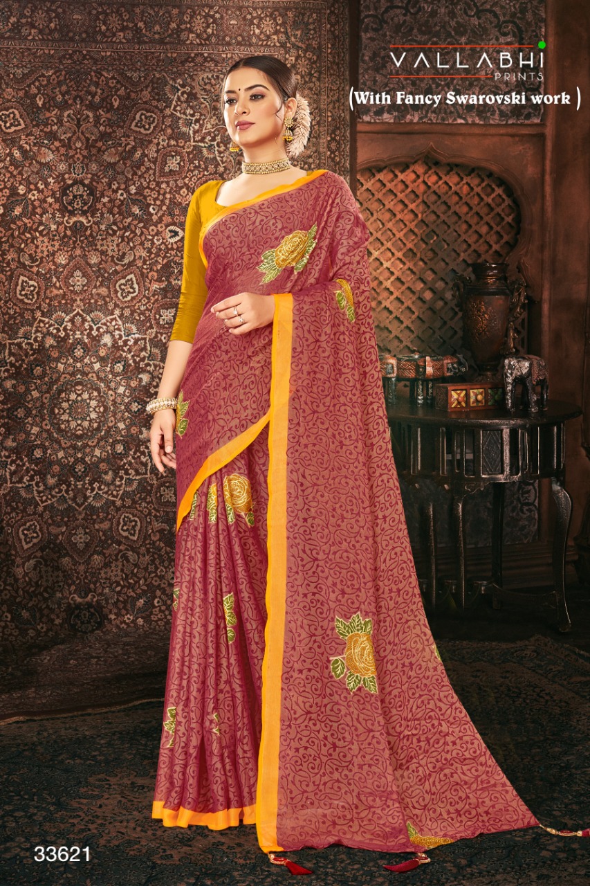 vallabhi print ashika brasso exclusive print saree catalog