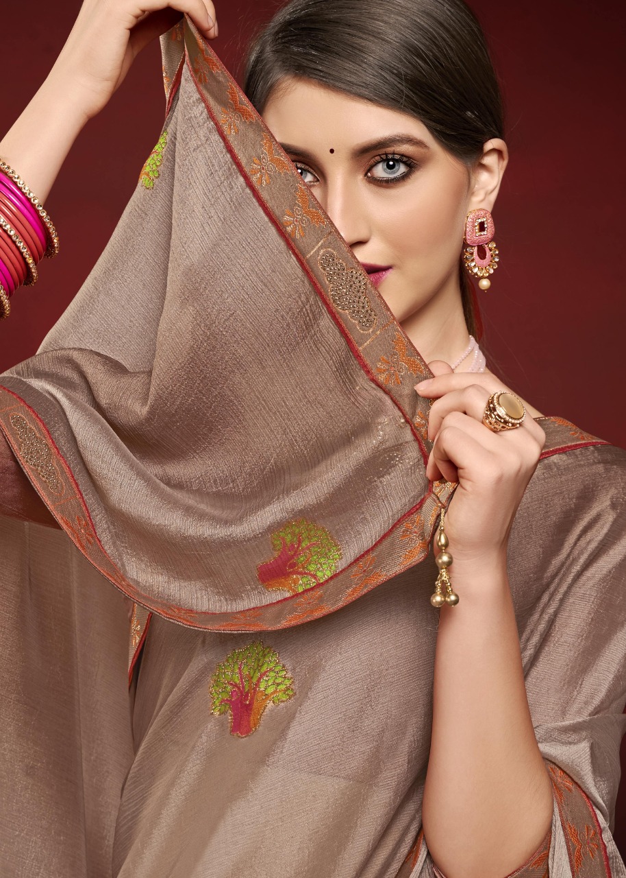 vallabhi print bliss moss chiffon new and modern style saree catalog